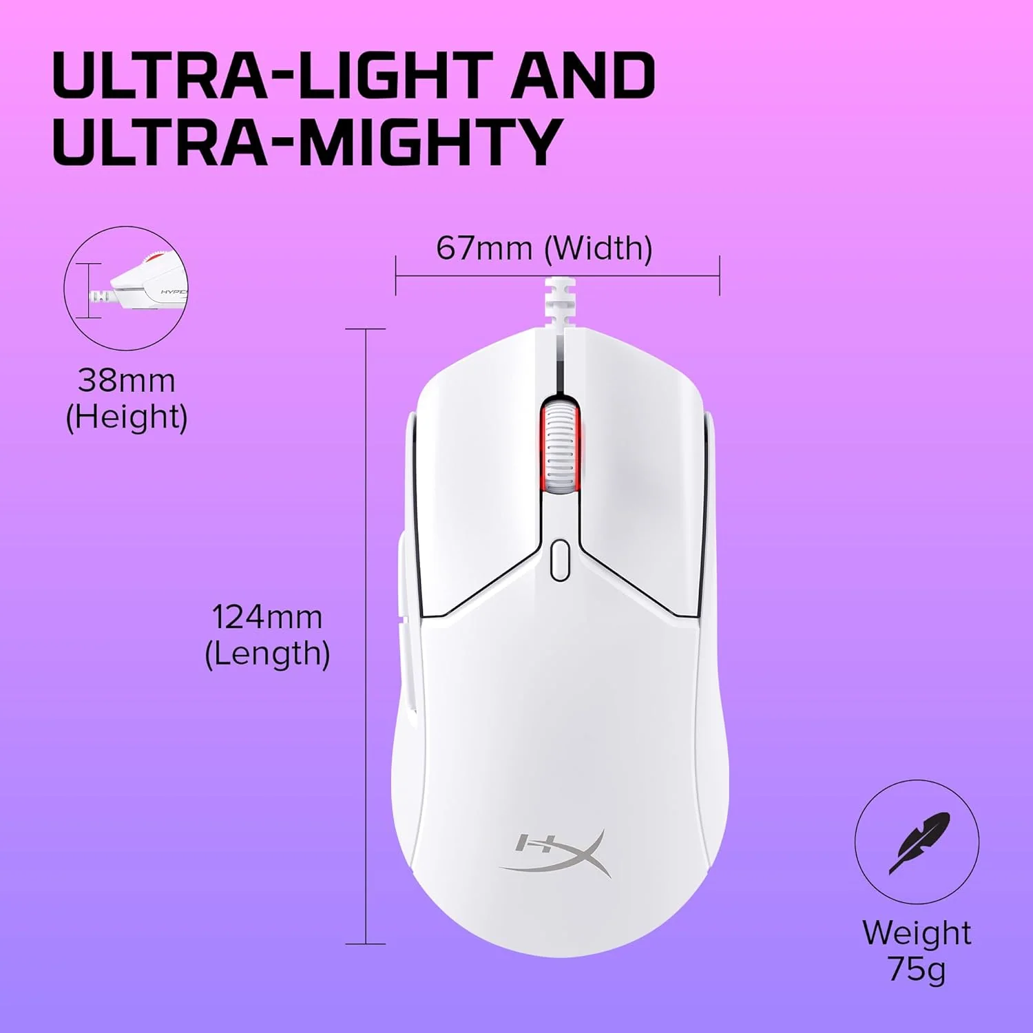 HyperX Pulsefire Haste 2 Wired Gaming Mouse - White - Image 4