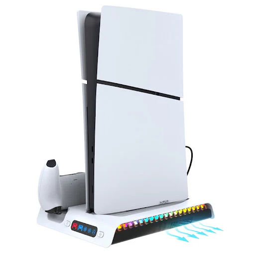 iPega Charging Dock Cooling Fan RGB For Playstation 5 Slim Both Disc and Digital Editions Charging Base Stand Station - Image 2