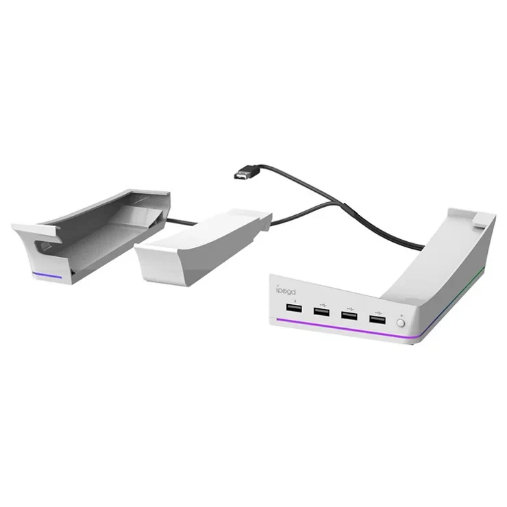 iPega For PlayStation 5 slim stand portable flat stand with 4 USB ports RGB lights for PS5 Slim - Image 2