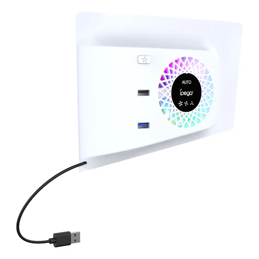 iPega PS5 Slim Temperature Control Cooling Fan Face Cover Cooler + USB HUB with RGB Lights - Image 4