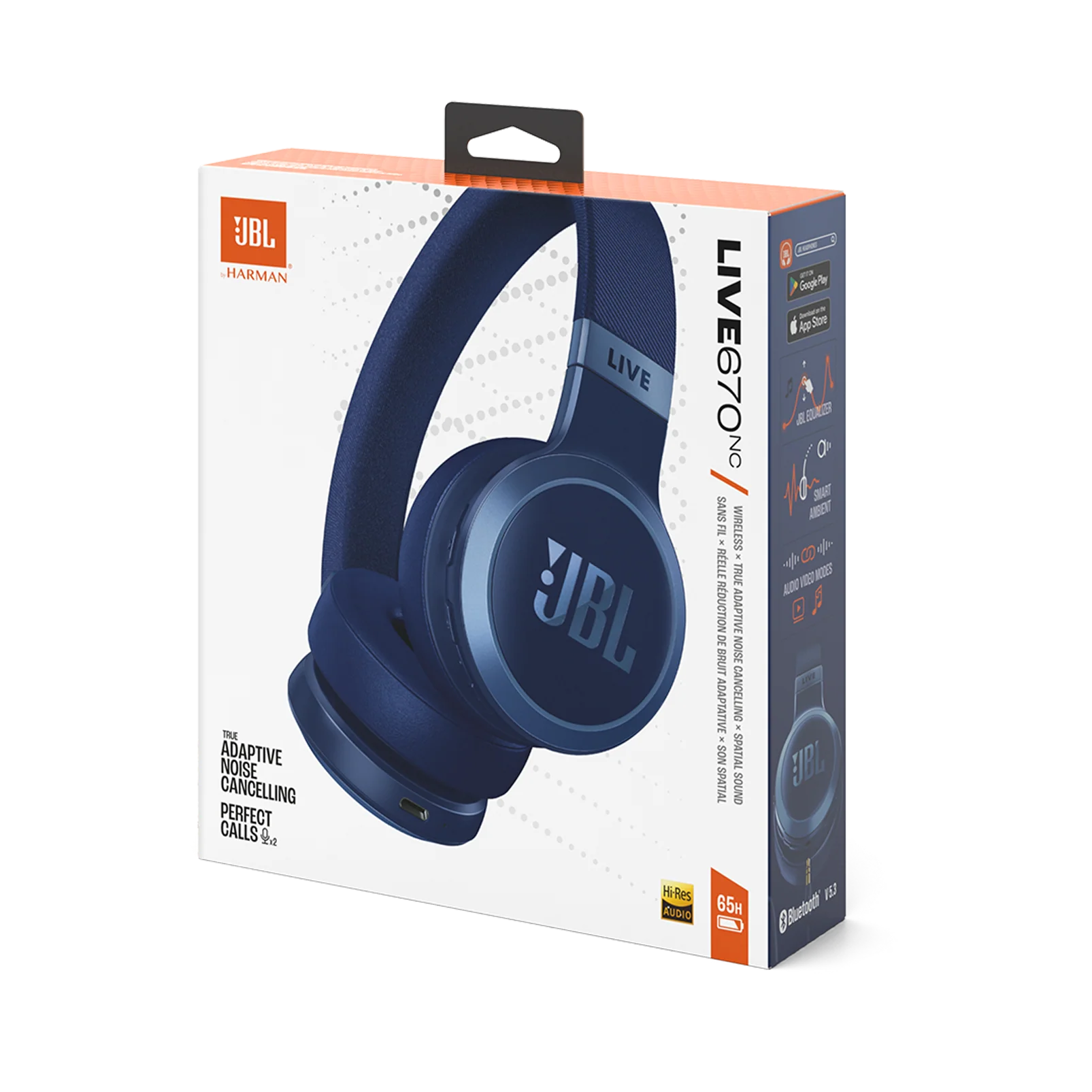 JBL Live 670NC Wireless On-Ear Headset - Blue - Image 8