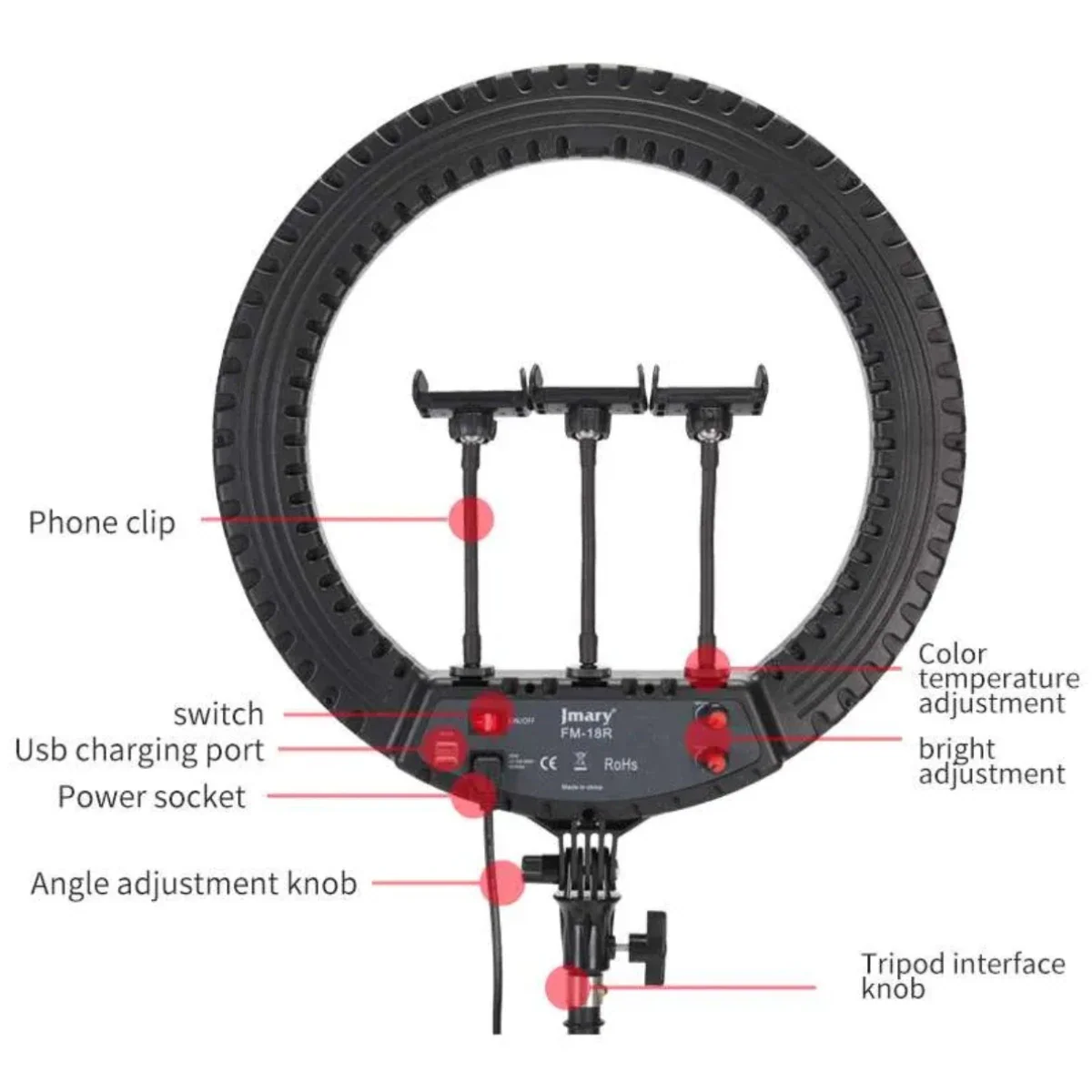 Jmary FM-18R Ring Light 18Inch With Remote - Image 3