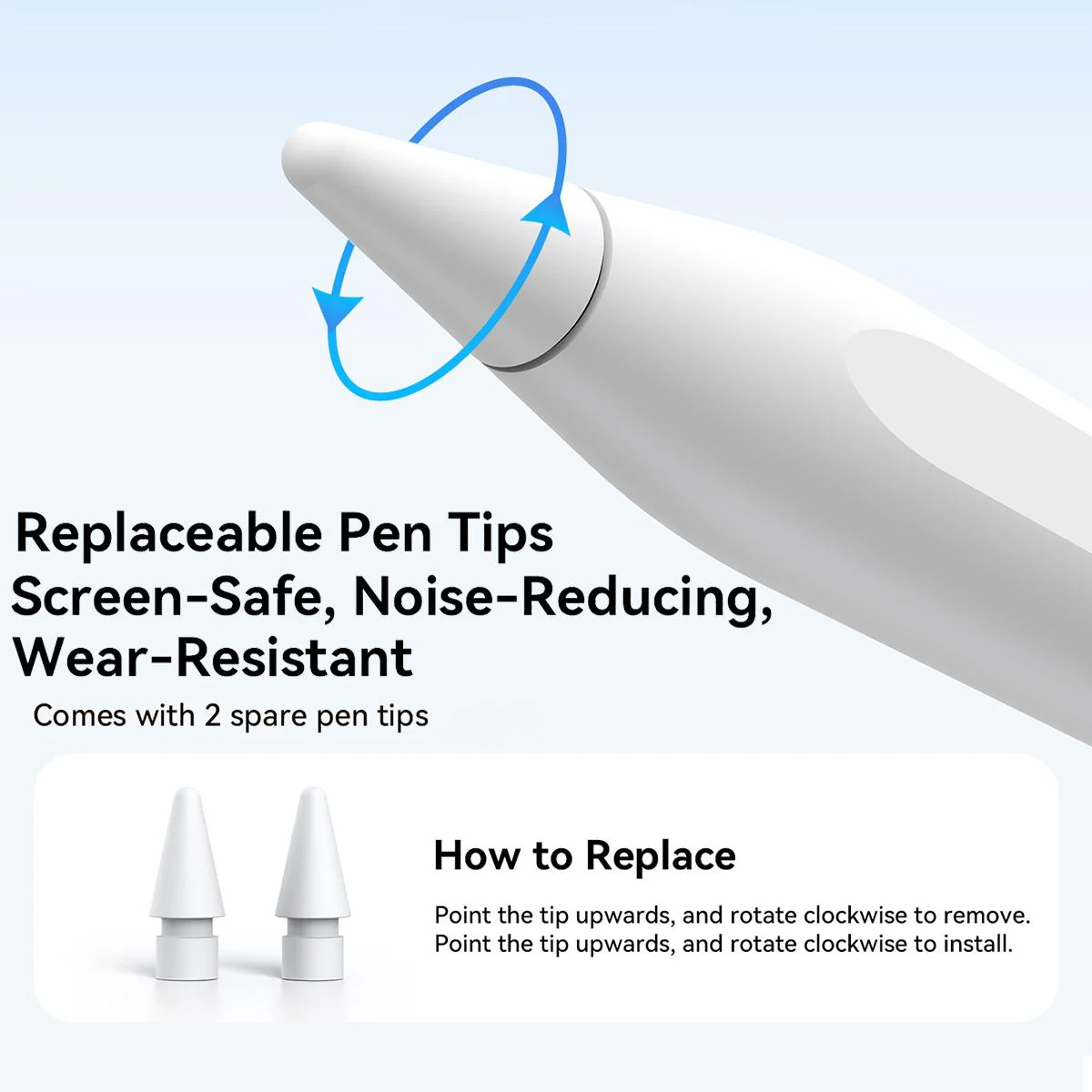 JOYROOM JR-A15 PRO Active Capacitive Pen (Including 2 Spare Nibs) - White - Image 2