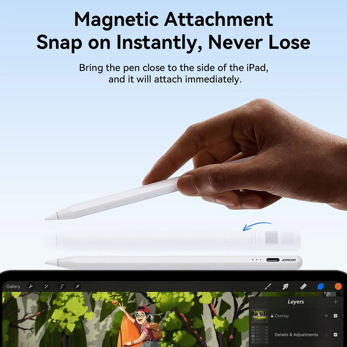 JOYROOM JR-A15 PRO Active Capacitive Pen (Including 2 Spare Nibs) - White - Image 5