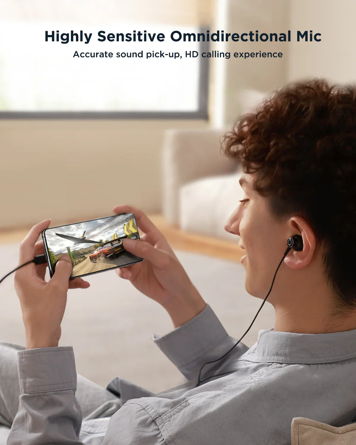 Joyroom JR-EC07 Type-C Half In-Ear Wired Earphones - Black - Image 4