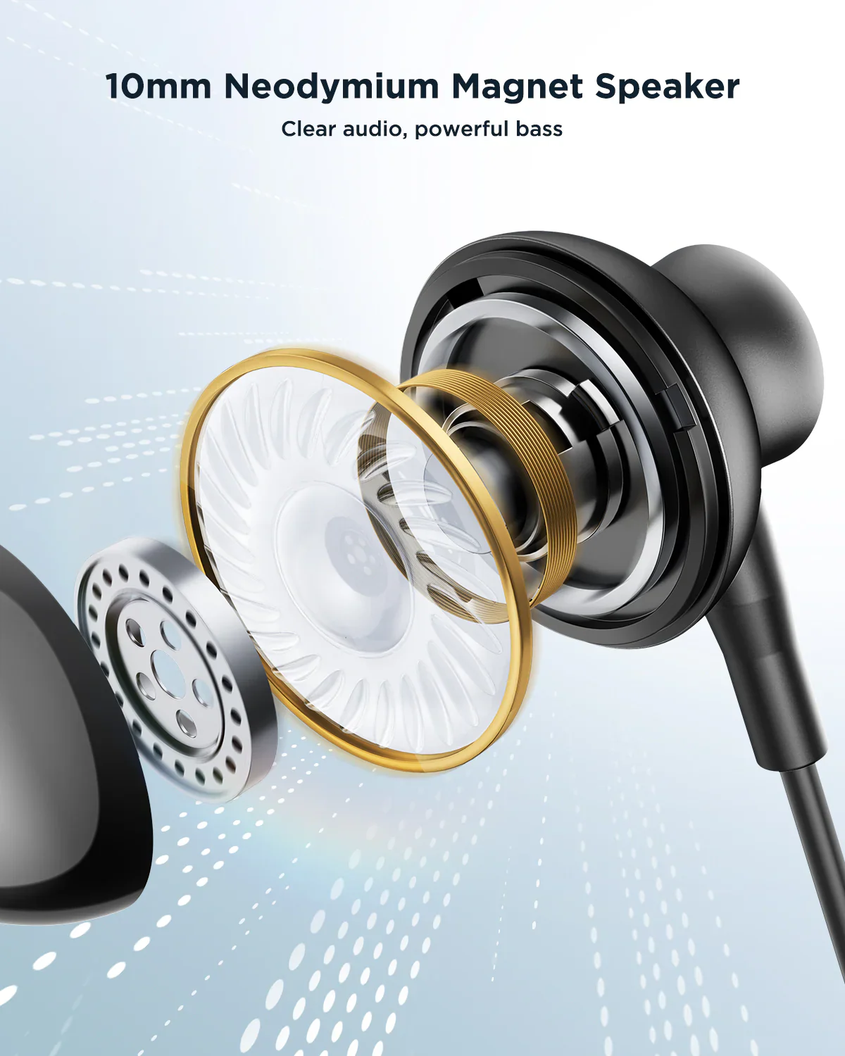Joyroom JR-EC07 Type-C Half In-Ear Wired Earphones - Black - Image 5