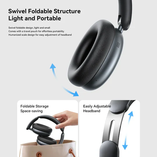 Joyroom JR-JH1 Hybrid ANC Wireless Headphones - Black - Image 4