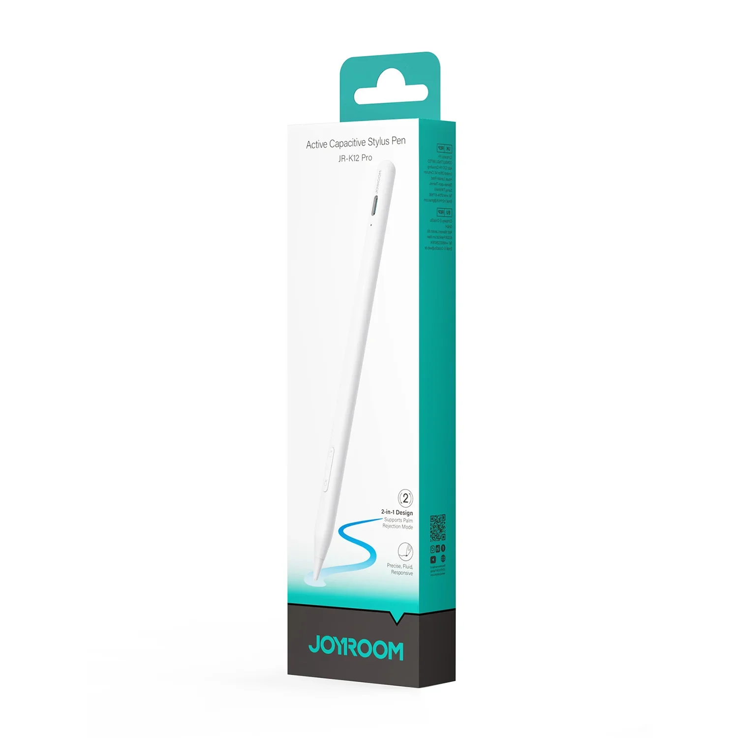 JOYROOM JR-K12 Pro Active Dual Mode Stylus Pen (Including 2 Spare Nibs)-  White - Image 2