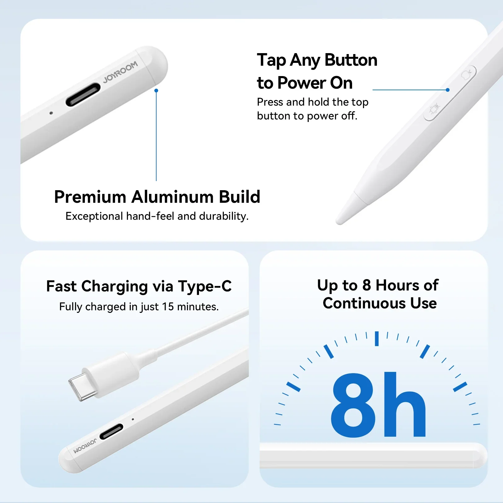 JOYROOM JR-K12 Pro Active Dual Mode Stylus Pen (Including 2 Spare Nibs)-  White - Image 4