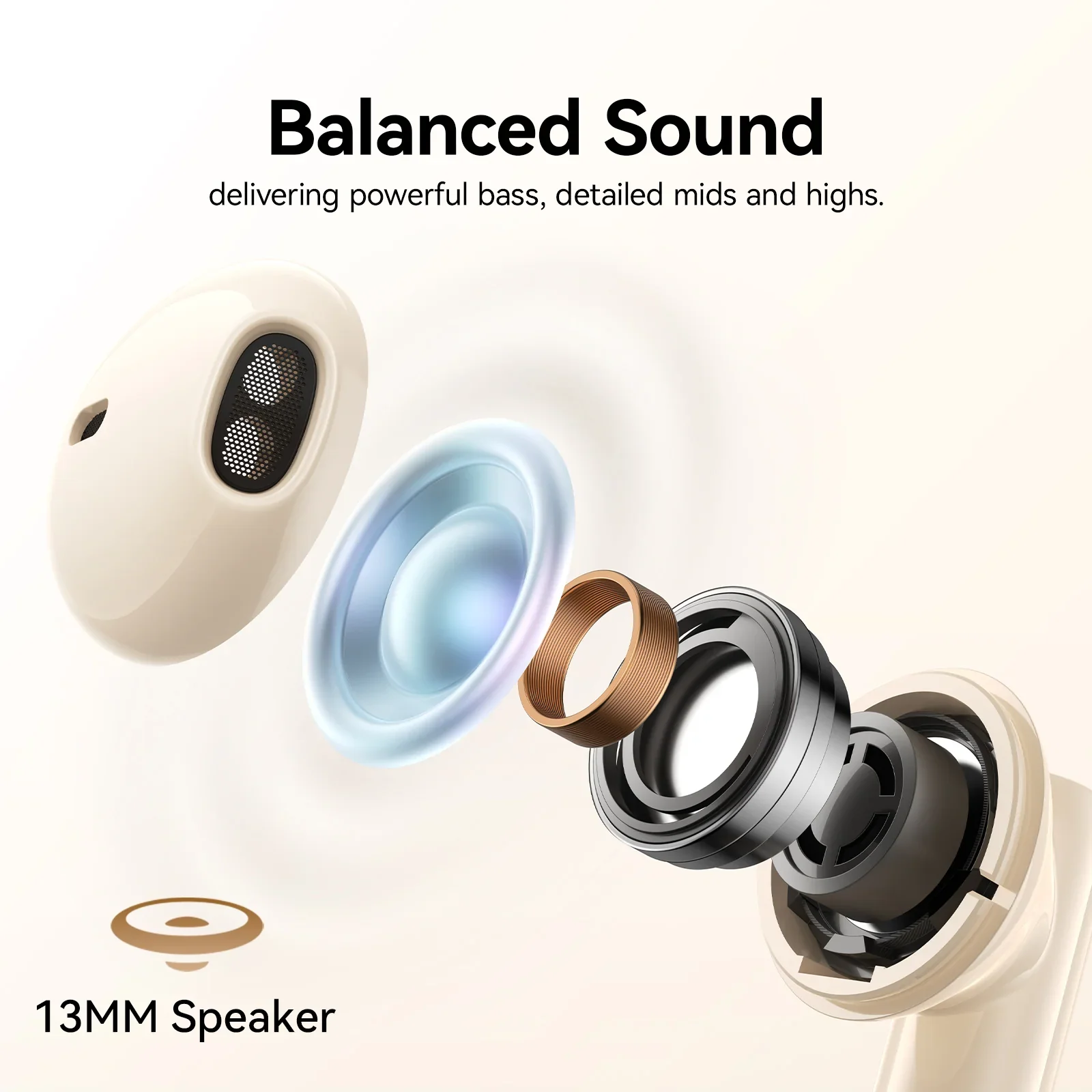 Joyroom JR-PB3 TWS Bluetooth Earphones - Beige - Image 7