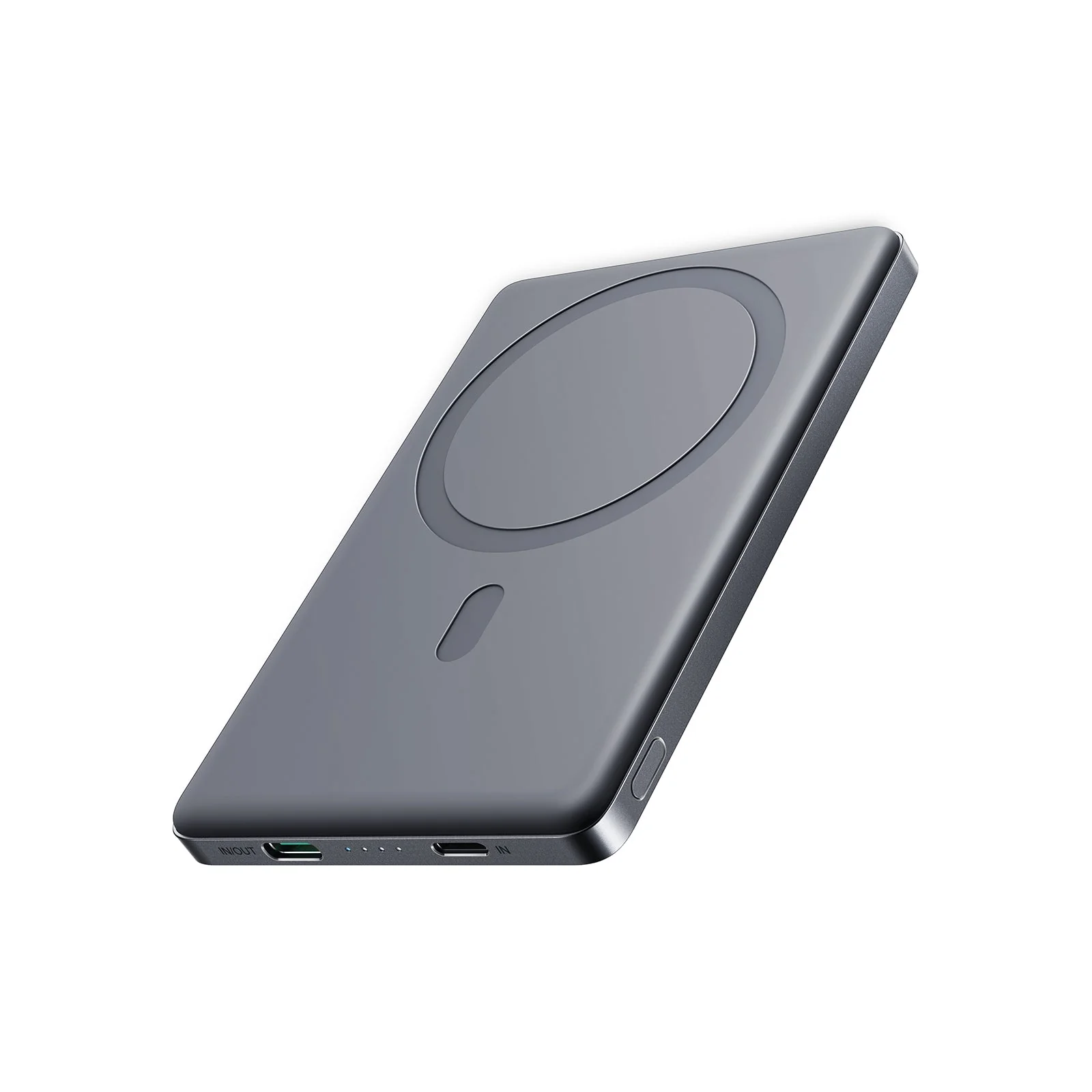 JOYROOM JR-PBM08 20W Ultra-Slim Metal Magnetic Wireless Power Bank 10000mAh Space Grey With Type-C to Type-C 60W 0.25m Cable-Black - Image 3