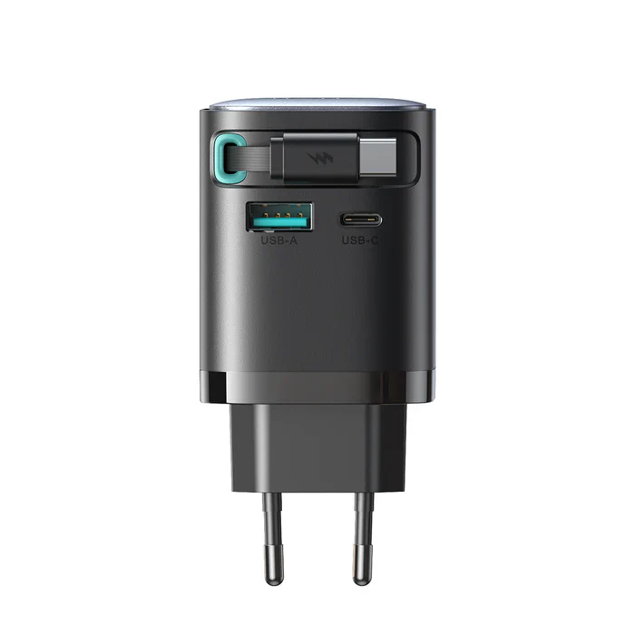 JOYROOM JR-TCL02 GaN 65W Charger with Retractable Cable(EU)-Black - Image 2