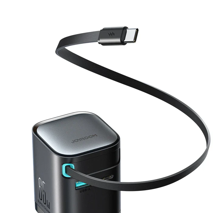 JOYROOM JR-TCL02 GaN 65W Charger with Retractable Cable(EU)-Black - Image 5