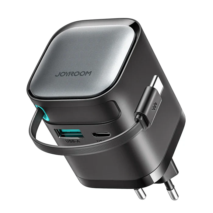 JOYROOM JR-TCL02 GaN 65W Charger with Retractable Cable(EU)-Black - Image 6