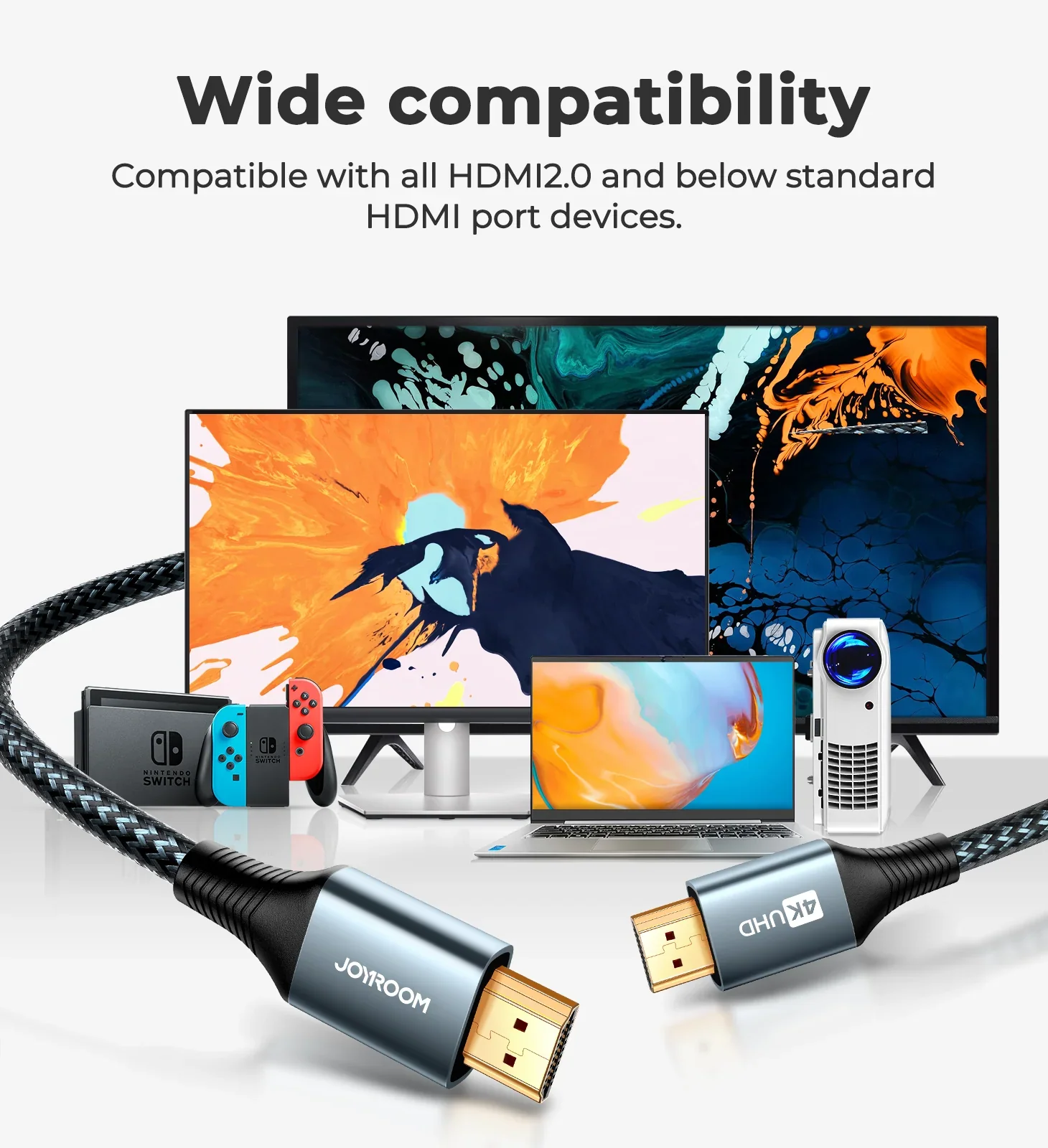 JOYROOM SY-20H1 HDMI to HDMI cable (4K@60Hz) -2m GRAY - Image 2