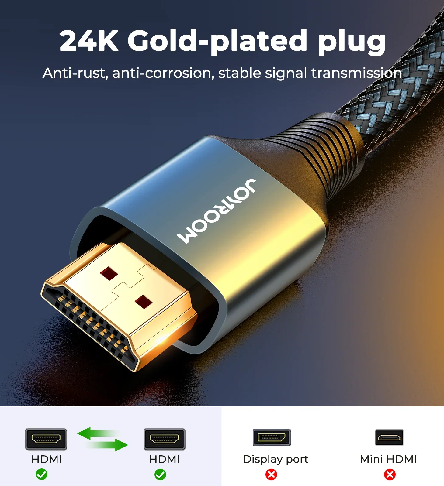 JOYROOM SY-20H1 HDMI to HDMI cable (4K@60Hz) -2m GRAY - Image 3