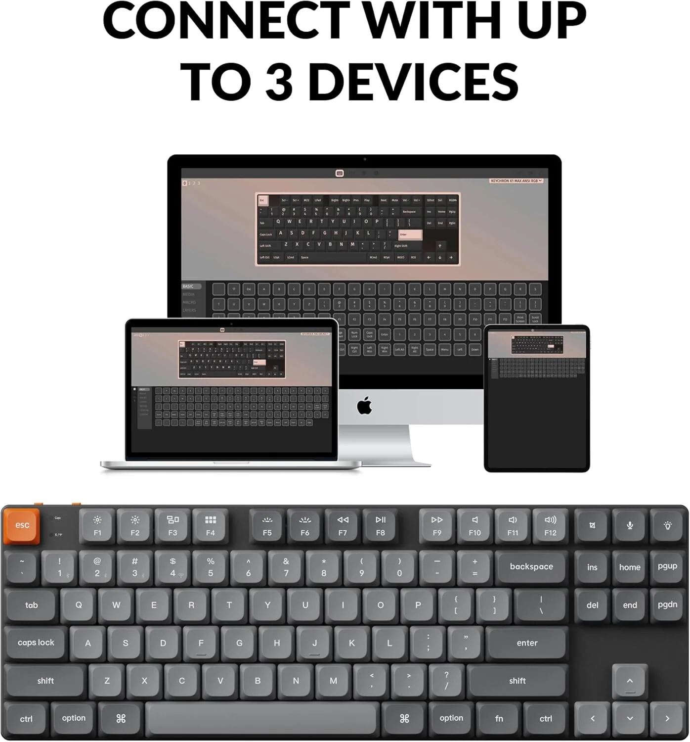 Keychron K1 Max Swappable Gateron RGB Backlight Red Switch Low profile Wireless Keyboard - Image 3