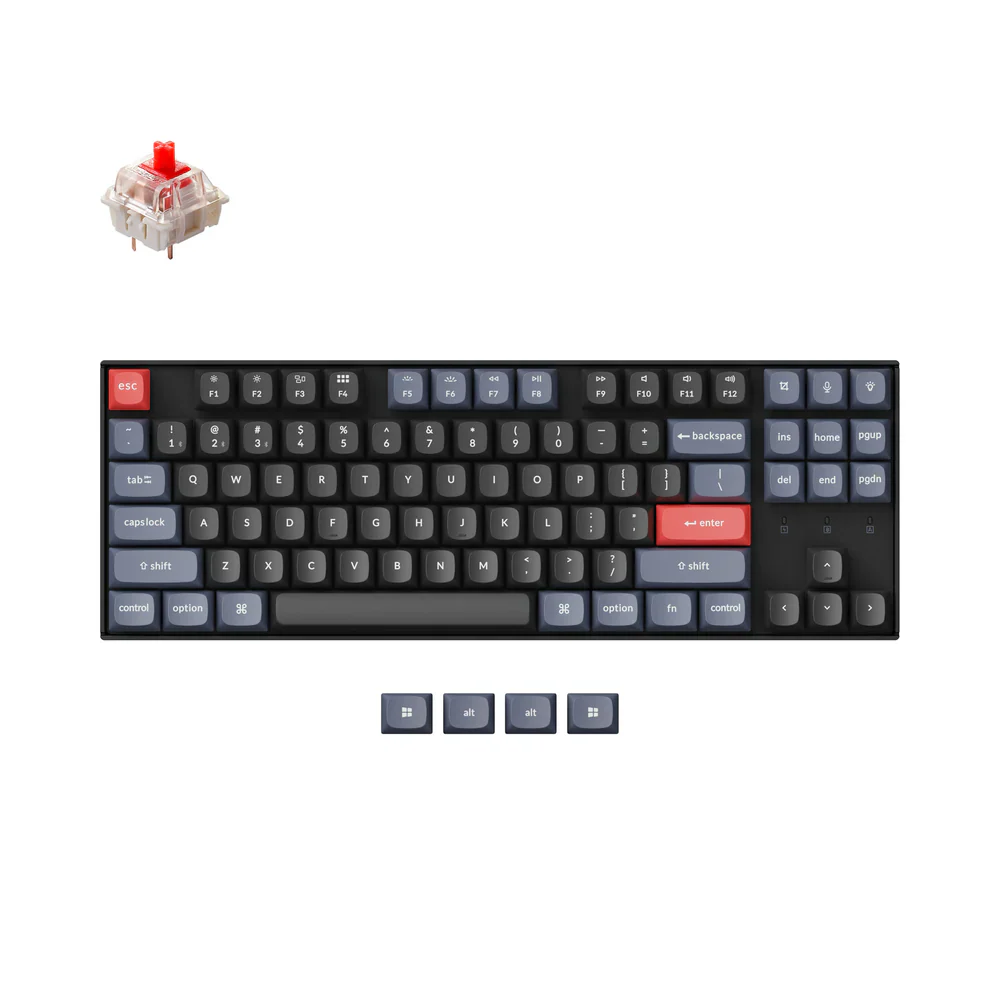 Keychron K8 Pro Swappable RGB Backlight Aluminum Red Switch Wireless Keyboard- Black