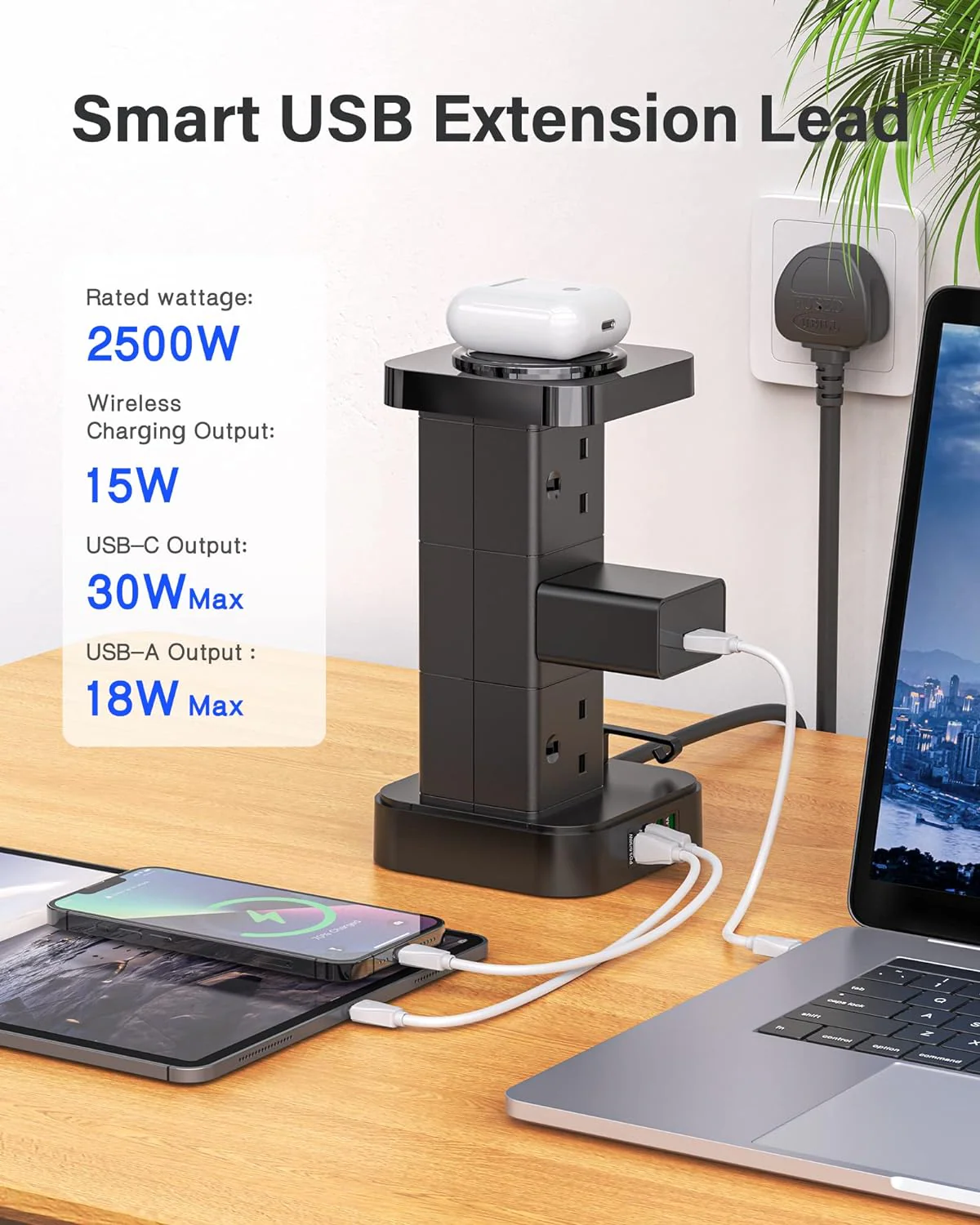 LDNIO Tower Extension Power Socket 1PD 30W+ 2500W - Image 4
