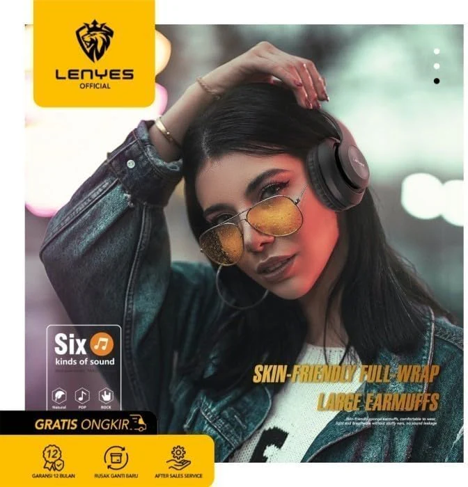 LENYES BASS STEREO WIRELESS HEADSET - Image 2