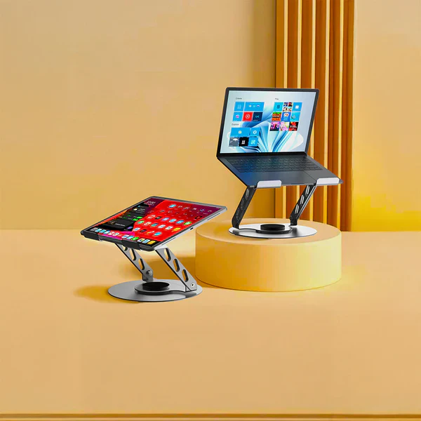 Lenyes CR190 Laptop Stand – 360° Rotating & Foldable (Silver) - Image 5