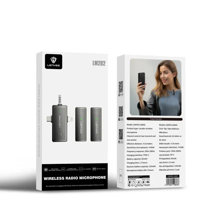 LENYES LM202 Lavalier Wireless 2in1 Microphone - Image 2