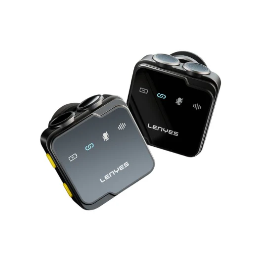 LENYES LM205 2in1 Wireless Lavalier Microphone with Type-C Charging Port Artificial Intelligence Noise Cancellation Type-C and Lightning Connector - Black - Image 2