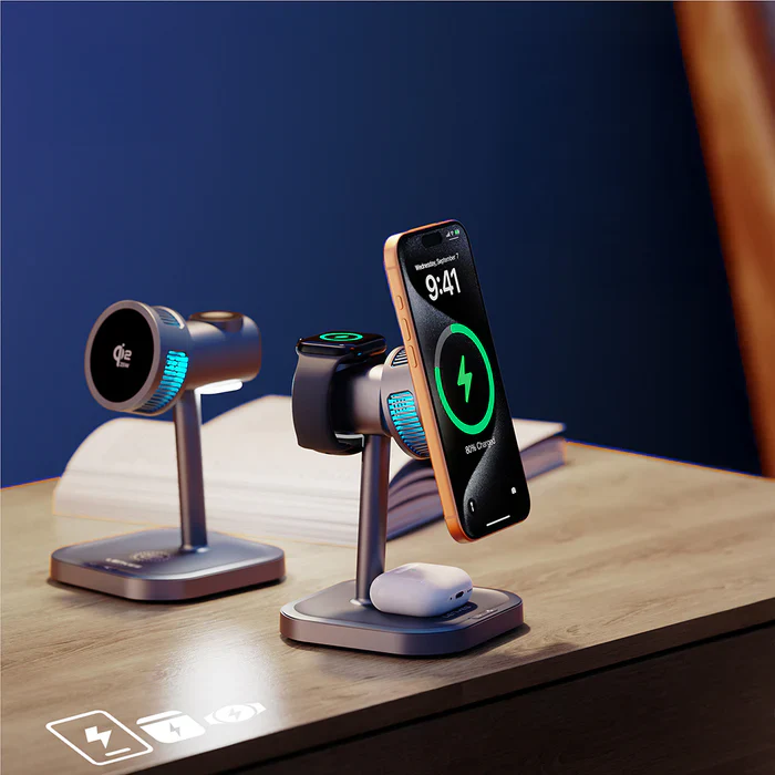 LENYES PW323 3-in-1 Phone Watch Headphone Wireless Charging Stand 25W - Image 3