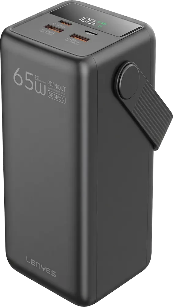 LENYES PX601D 60000mAh Power Bank with 65W Charging and Digital Display - Black