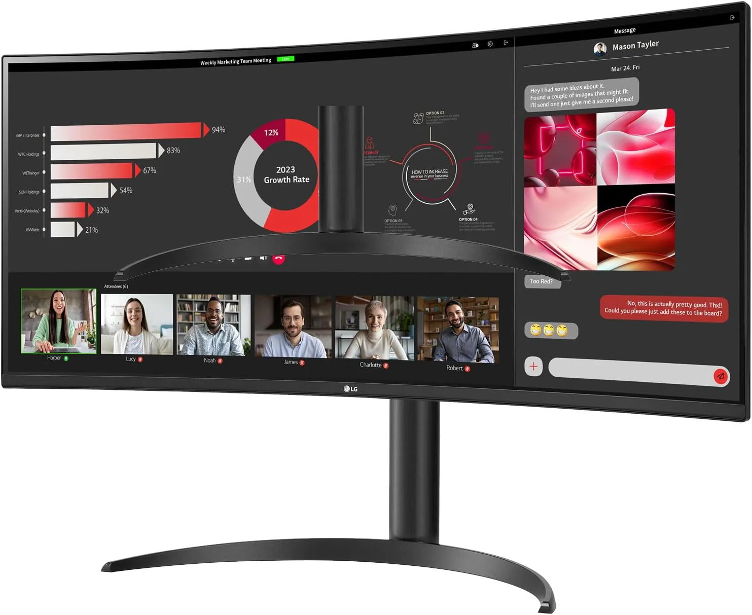 LG 34WR55QC-B 34" WQHD (3440 x 1440) 100Hz Curved UltraWide- Monitor - Image 2