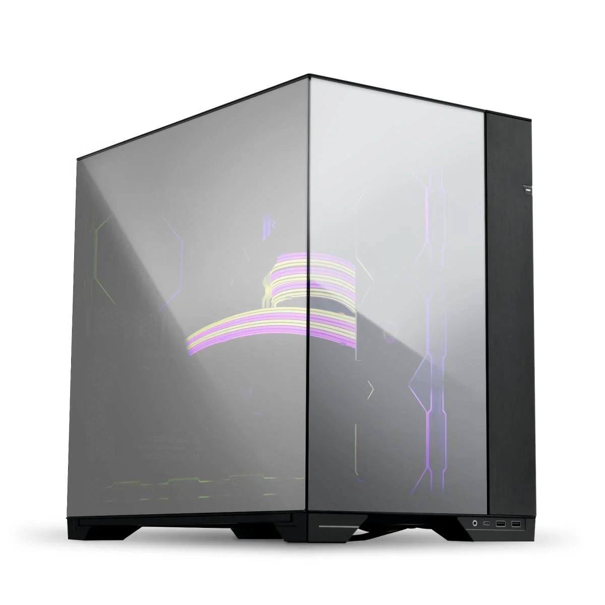 Lian Li O11 Vision -Three Sided Tempered Glass Panels  - Dual-Chamber ATX Mid Tower (Chrome) GAMING CASE - Image 6