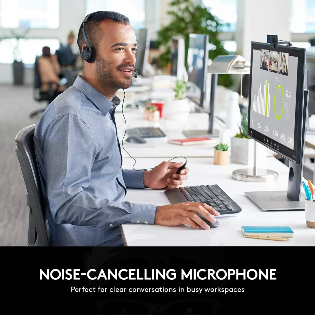 Logitech 960 USB Noise-cancelling w/ Mute Button Stereo Headset - Image 2