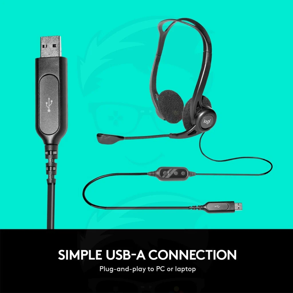 Logitech 960 USB Noise-cancelling w/ Mute Button Stereo Headset - Image 5