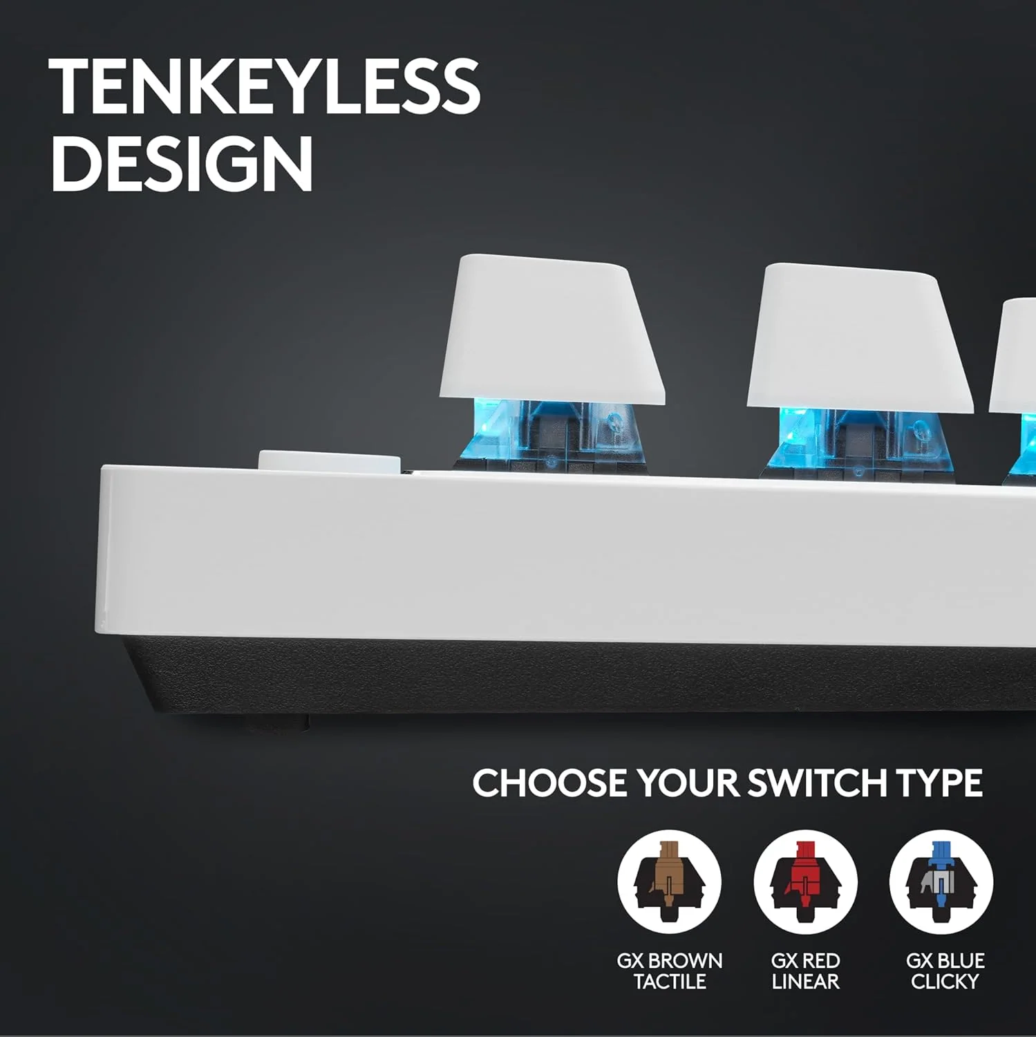 Logitech G PRO X 60 LIGHTSPEED Wireless Ultra Compact TKL 60% Mechanical LIGHTSYNC RGB Dual-Shot PBT Keycaps GX Optical Tactile Switches - White - Image 5