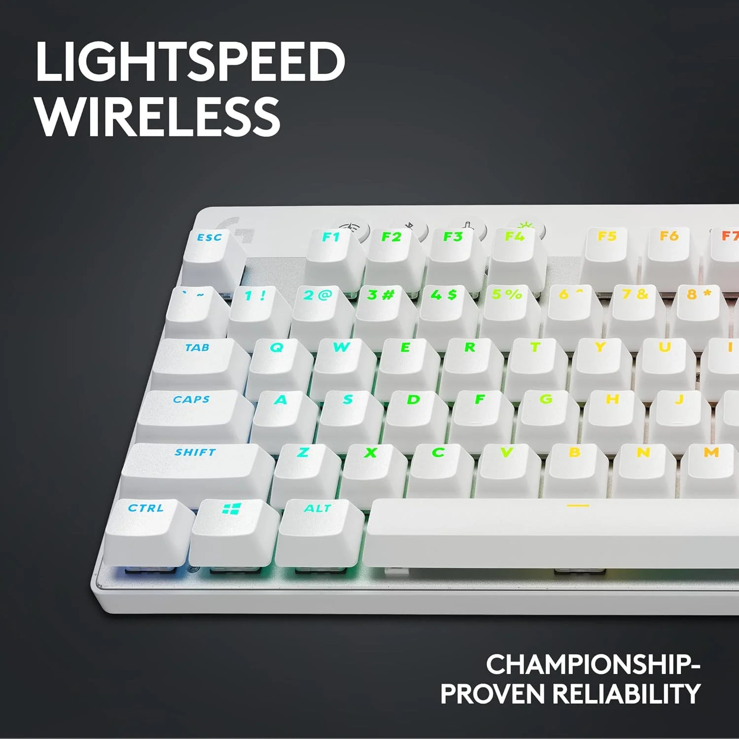 Logitech G PRO X 60 LIGHTSPEED Wireless Ultra Compact TKL 60% Mechanical LIGHTSYNC RGB Dual-Shot PBT Keycaps GX Optical Tactile Switches - White - Image 6