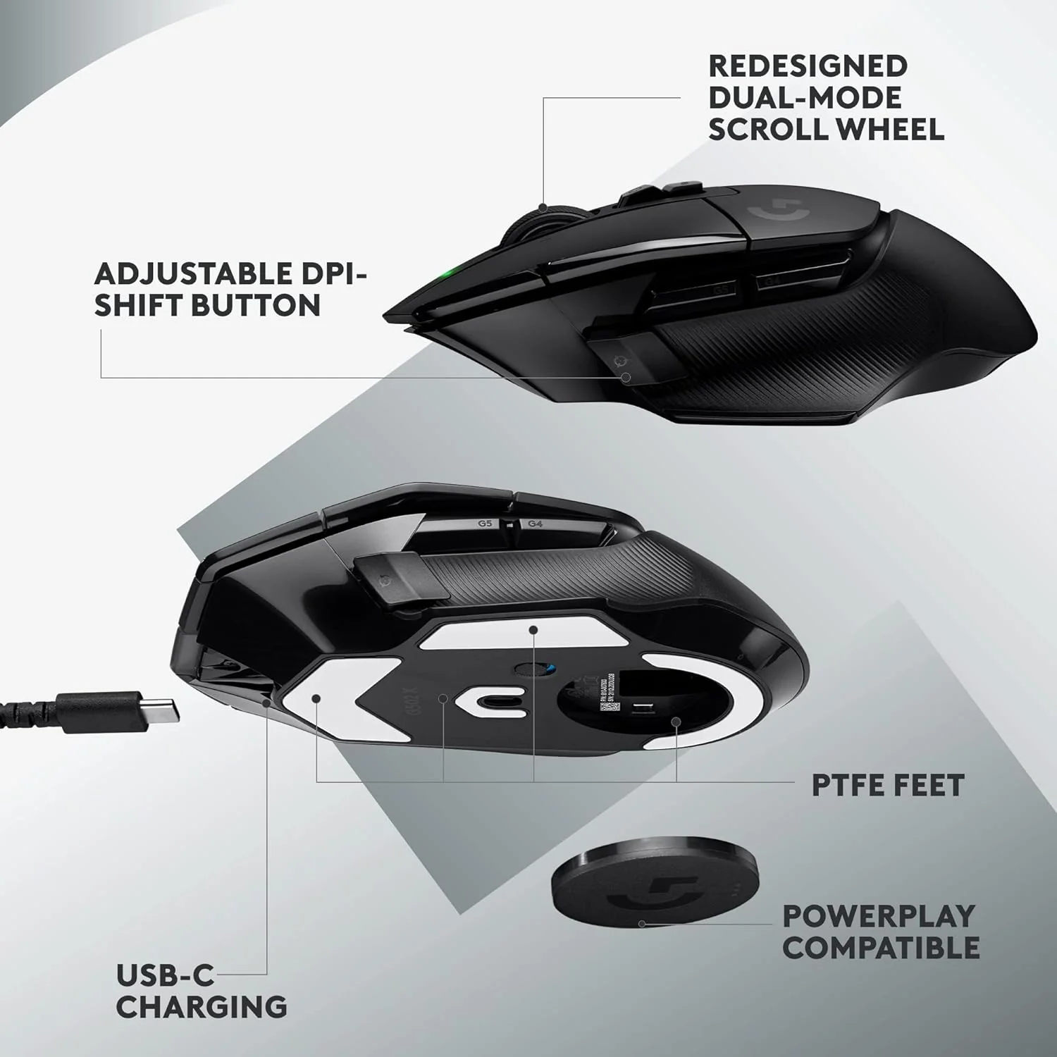 Logitech G502 X Lightspeed  , HERO 25K  - BLACK Wireless Gaming Mouse - Image 5