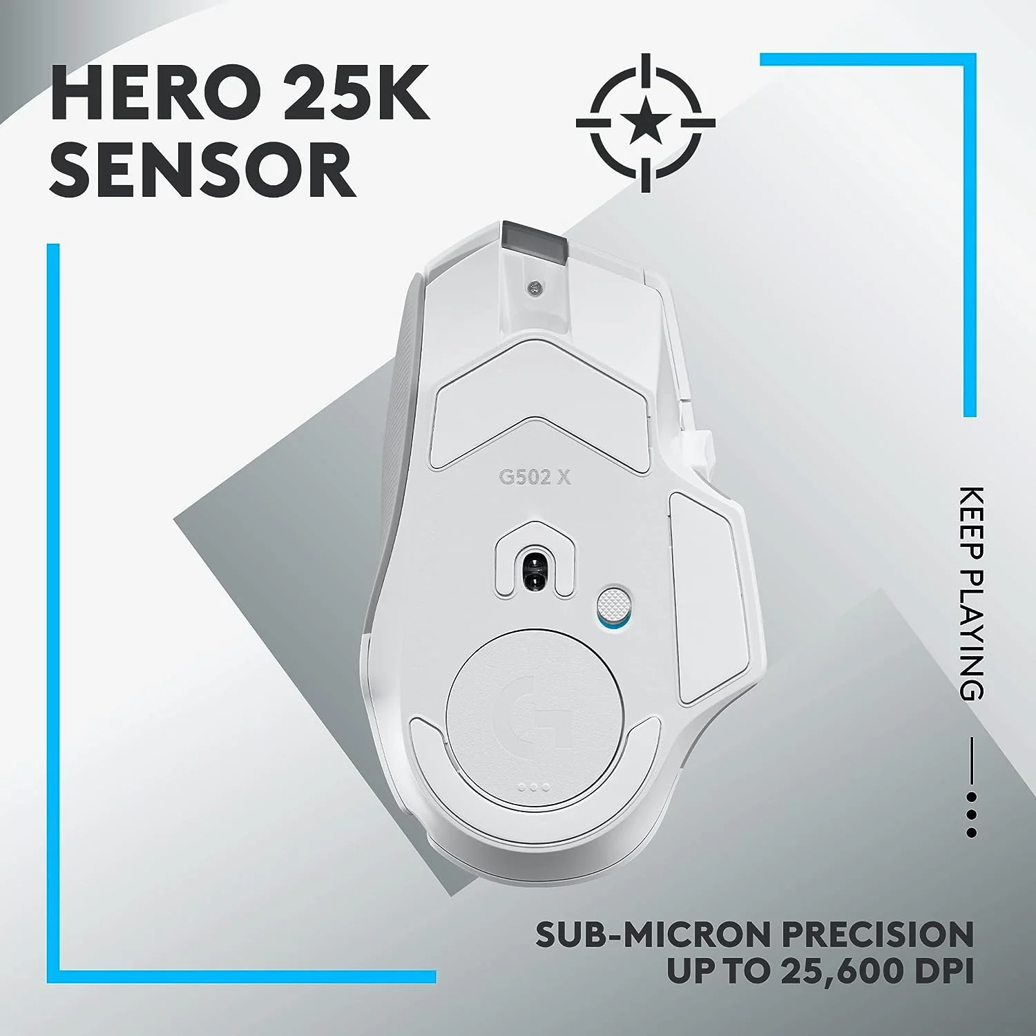 Logitech G502 X Lightspeed  - LIGHTFORCE , HERO 25K  - White Wireless Gaming Mouse - Image 3