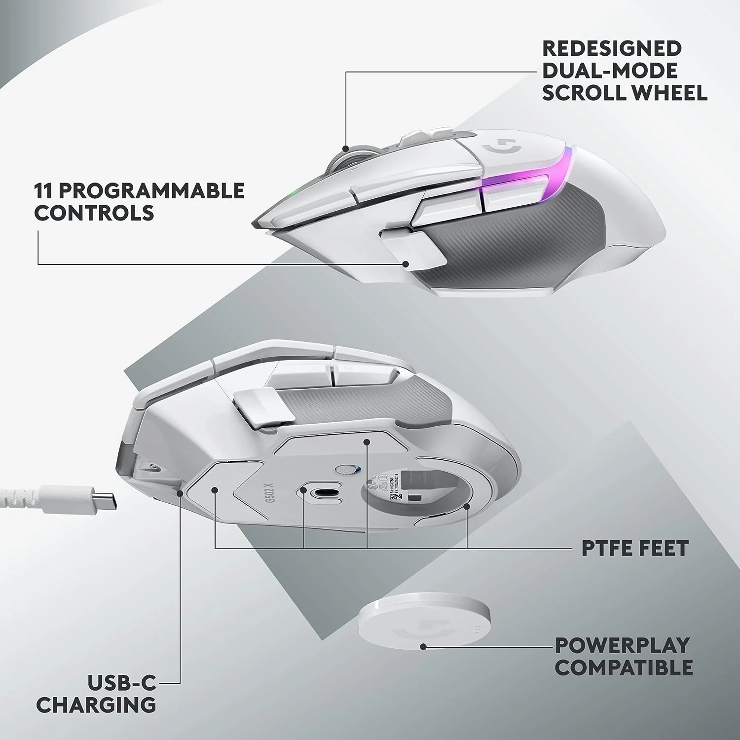 Logitech G502 X Plus Lightspeed Wireless RGB WHITE Gaming Mouse - Image 5