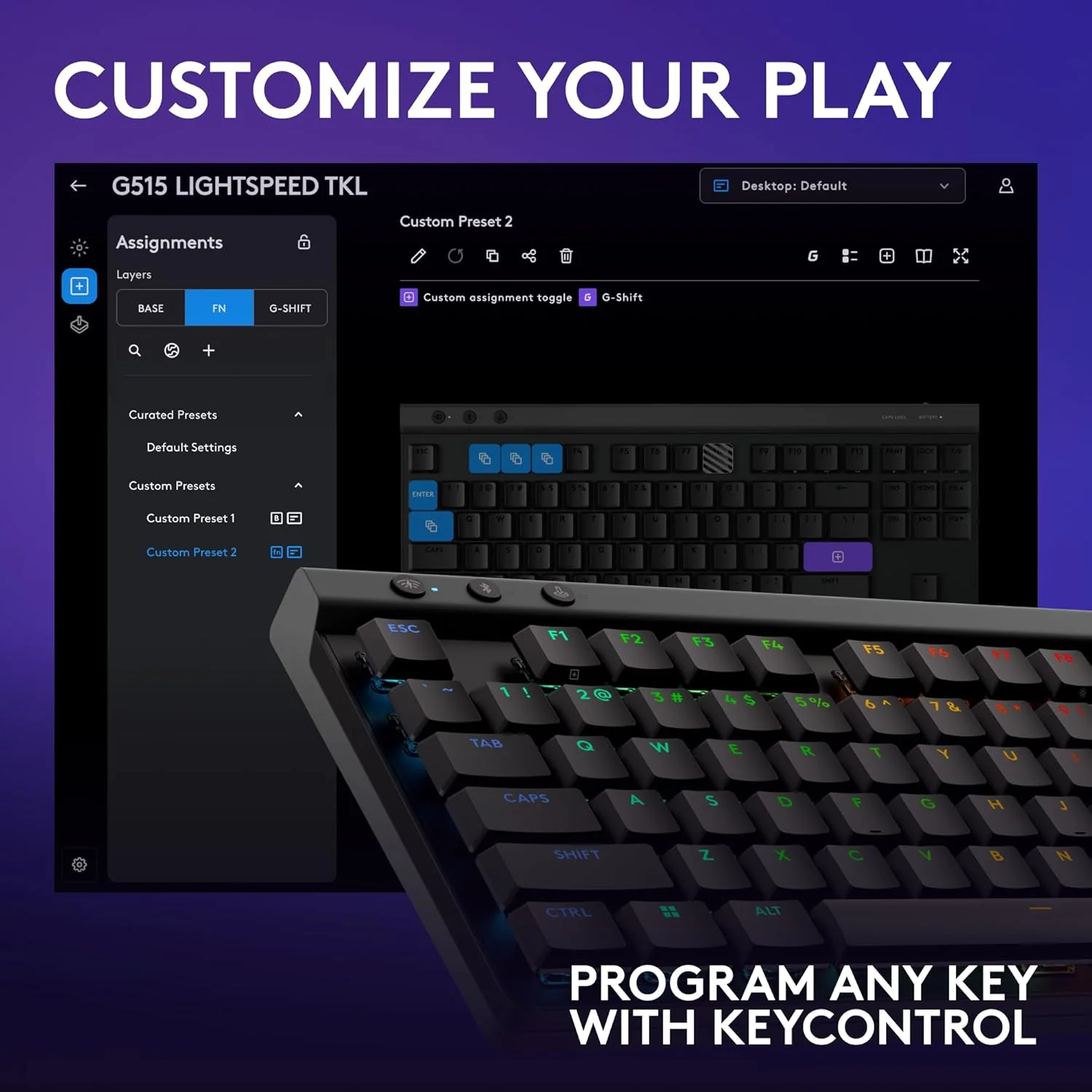 Logitech G515 LIGHTSPEED TKL Wireless Gaming Keyboard - Image 3