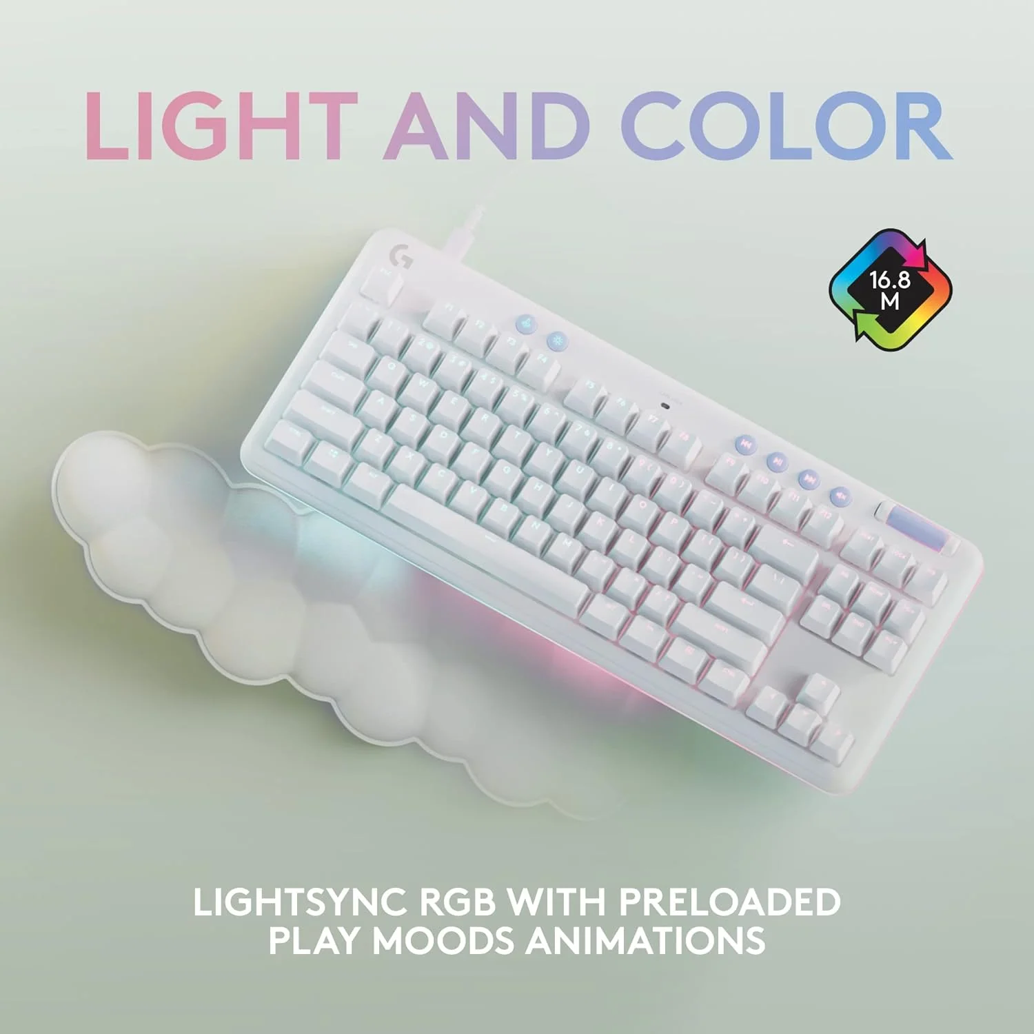 Logitech G713 TKL Wired Mechanical Keyboard LIGHTSYNC RGB Lighting Linear Switches (GX Red) - White Mist - Image 5