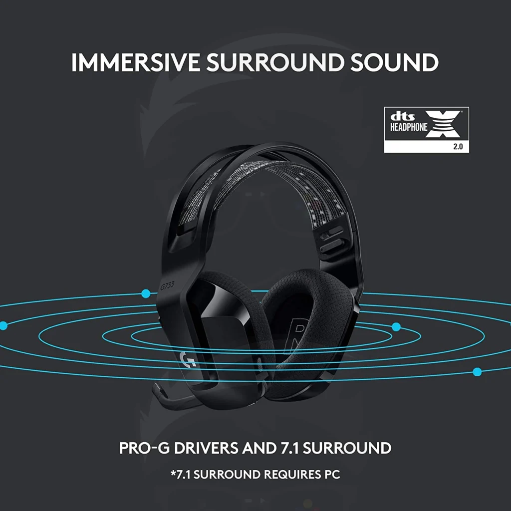 Logitech G733 Lightspeed Wireless Black Gaming Headset - Image 10