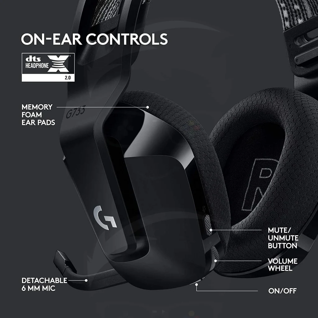 Logitech G733 Lightspeed Wireless Black Gaming Headset - Image 5
