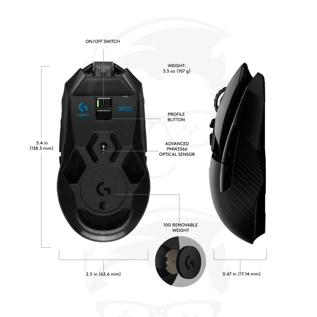 Logitech G903 LIGHTSPEED with POWERPLAY Wireless Charging Gaming Mouse - Image 3