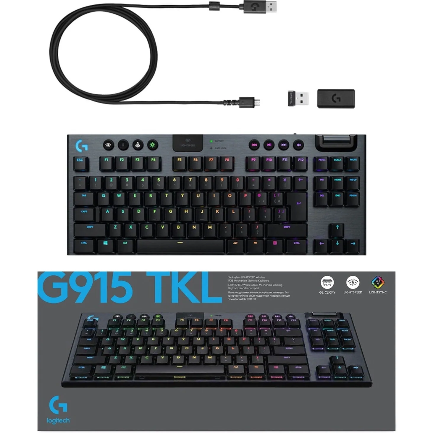 Logitech G915 TKL LIGHTSPEED WIRELESS RGB KEYBOARD Carbon (Tactile) - Image 4