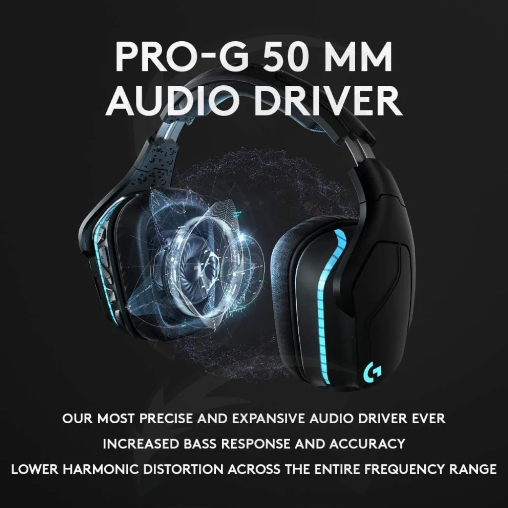 Logitech G935 Wireless DTS:X 7.1 Surround Sound LIGHTSYNC RGB PC Gaming Headset - Black, blue - Image 3