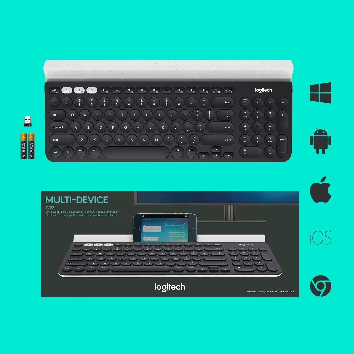 Logitech K780 Multi-Device Wireless Keyboard for Computer, Phone and Tablet - Image 3