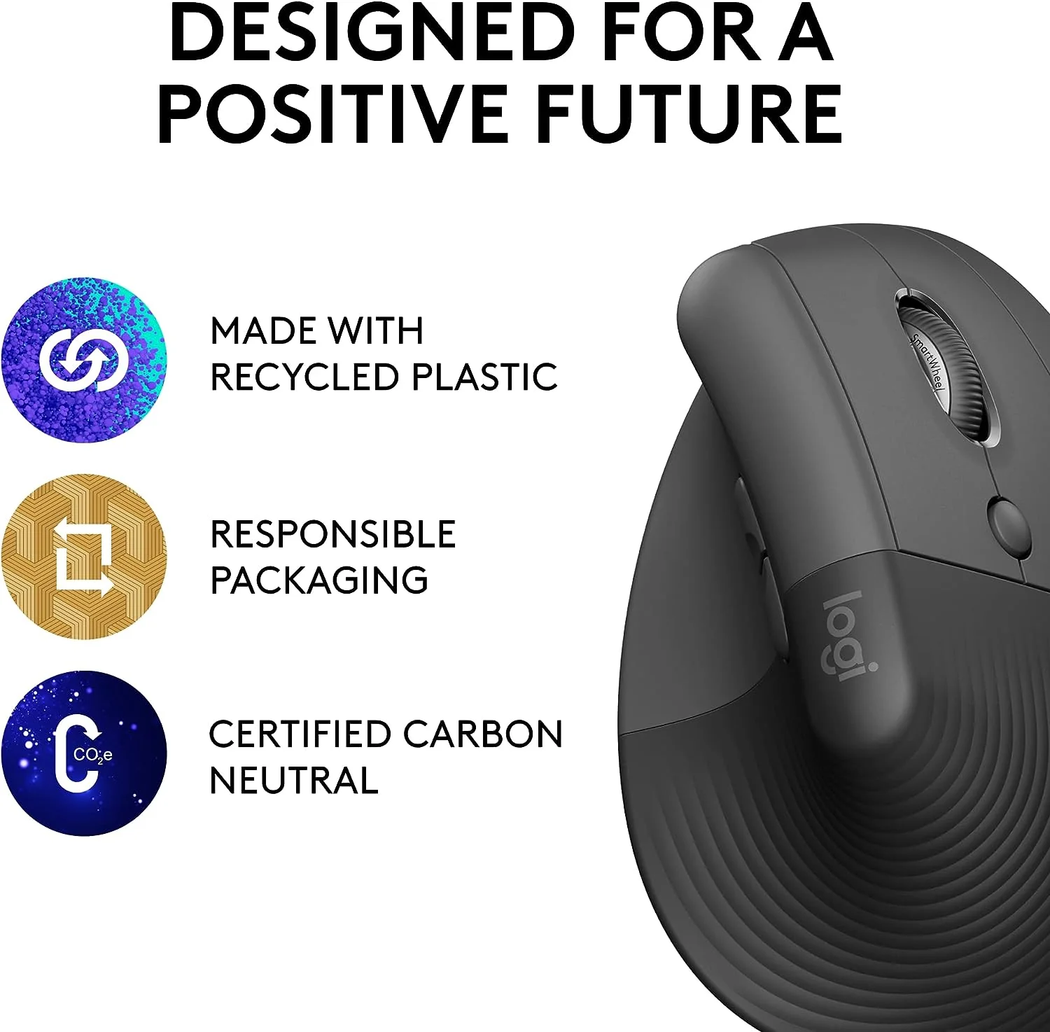 Logitech Lift Wireless Vertical Ergonomic Mouse for Business - Image 3