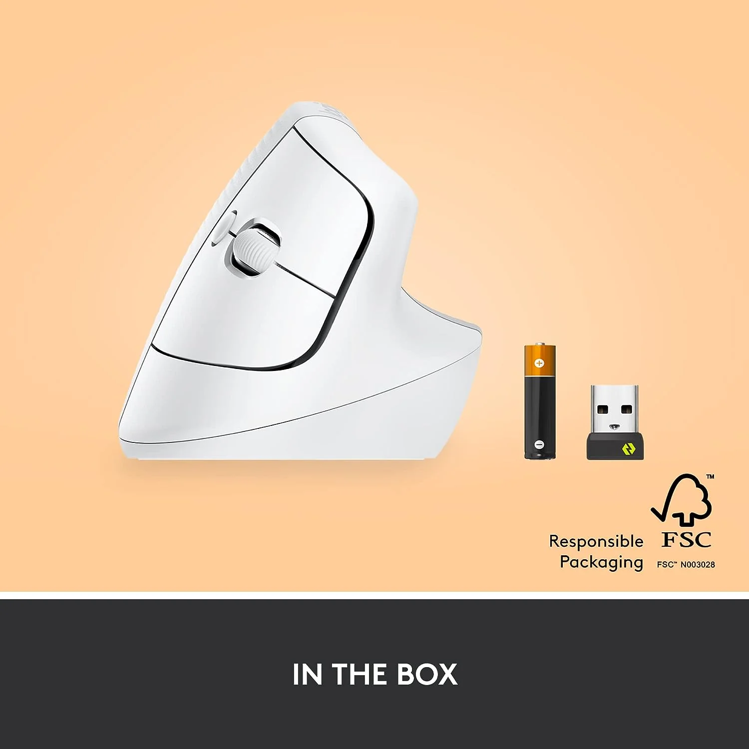 Logitech Lift Vertical Ergonomic Mouse- WHITE , Wireless, Bluetooth or Logi Bolt USB receiver - Image 4