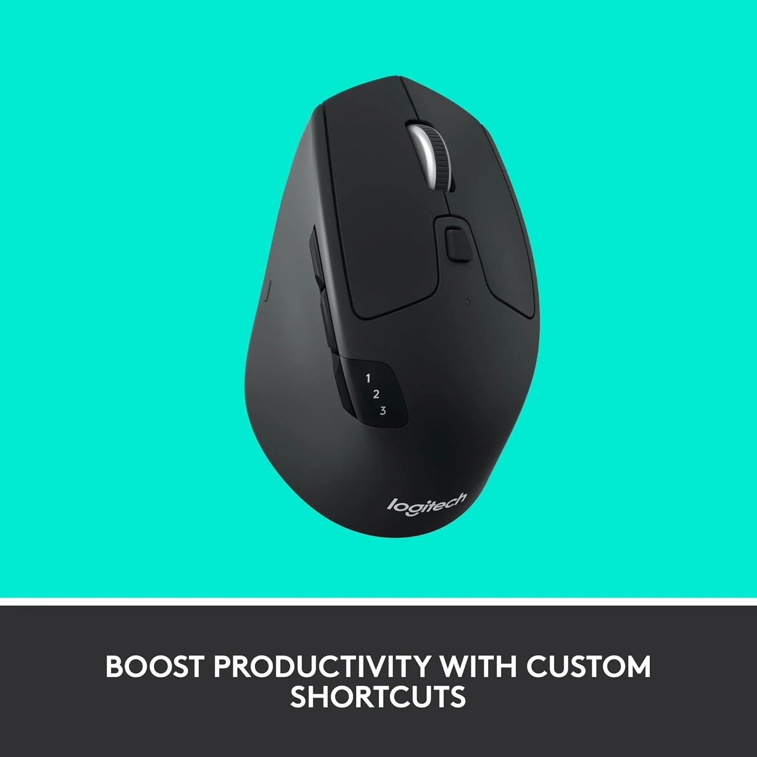 Logitech M720 Triathlon Multi-Device Wireless & Bluetooth Mouse Windows & Apple Mac - Black - Image 3