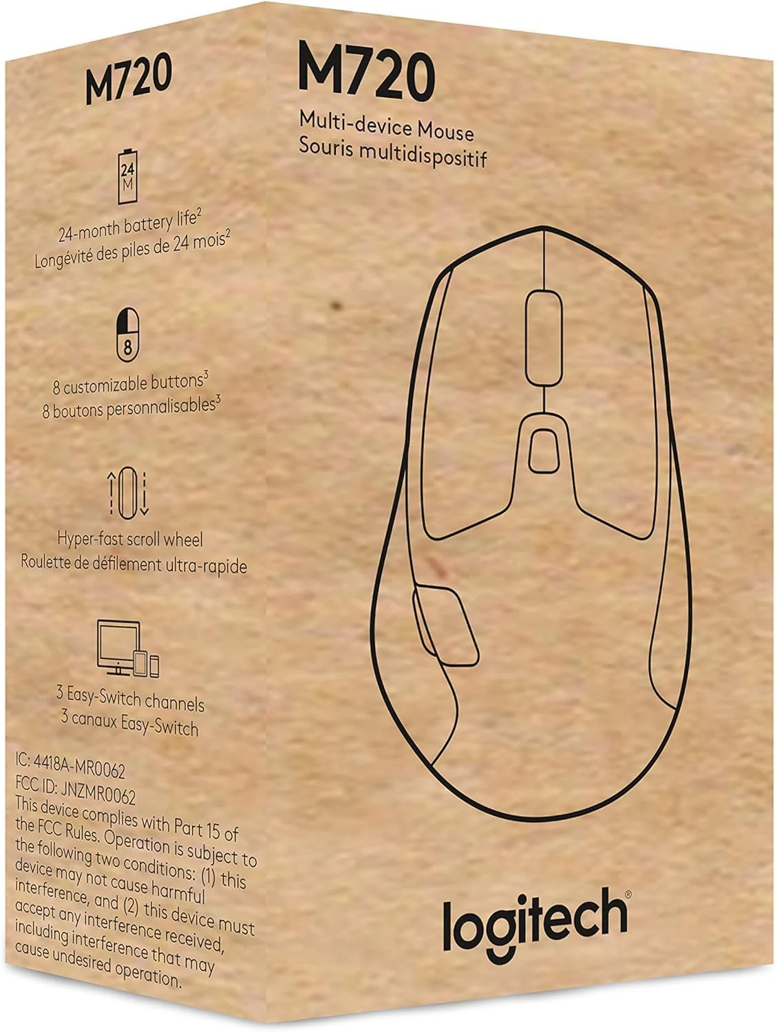 Logitech M720 Triathlon Multi-Device Wireless & Bluetooth Mouse Windows & Apple Mac - Black - Image 4